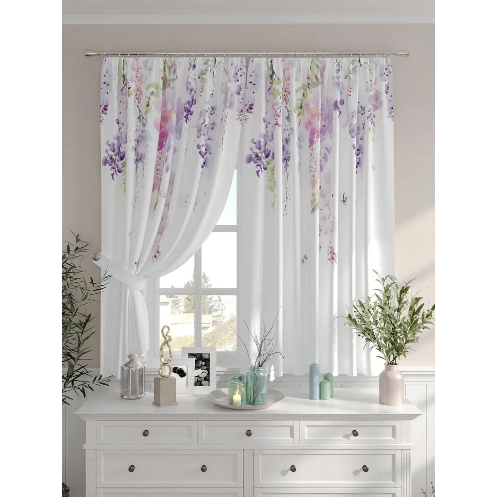 Фото 2 Комплект штор на шторной ленте Comfy Way Ластиро 150x160 см цвет белый Фото 2 Комплект штор на шторной ленте Comfy Way Ластиро 150x160 см цвет белый