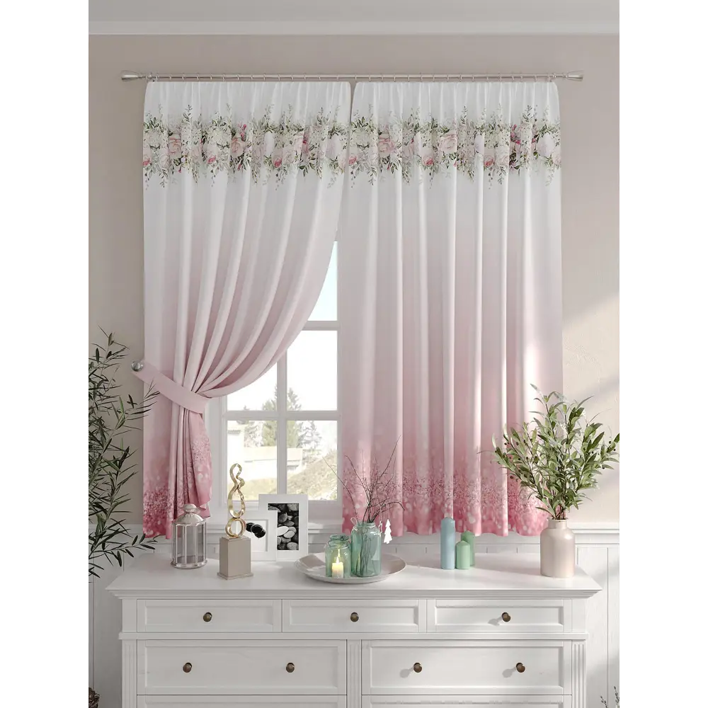 Фото 2 Комплект штор на шторной ленте Comfy Way Кастино 150x160 см цвет бежевый