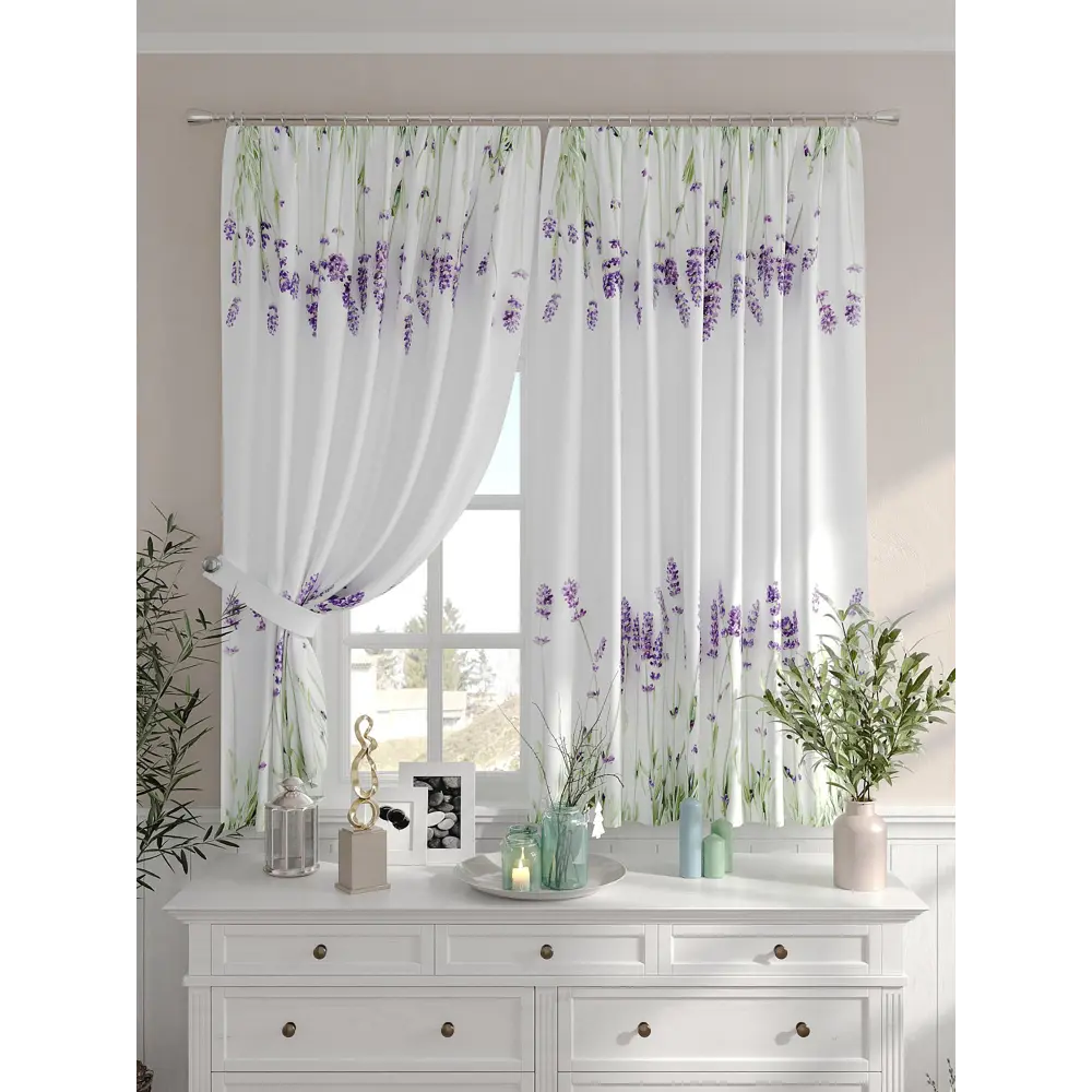 Фото 2 Комплект штор на шторной ленте Comfy Way Делина 150x160 см цвет белый Фото 2 Комплект штор на шторной ленте Comfy Way Делина 150x160 см цвет белый