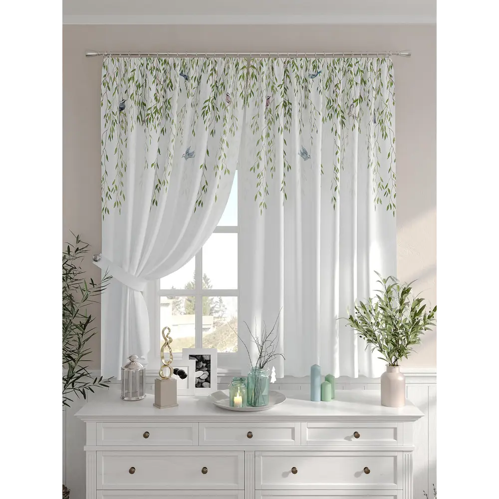 Фото 2 Комплект штор на шторной ленте Comfy Way Мекта 150x160 см цвет белый Фото 2 Комплект штор на шторной ленте Comfy Way Мекта 150x160 см цвет белый