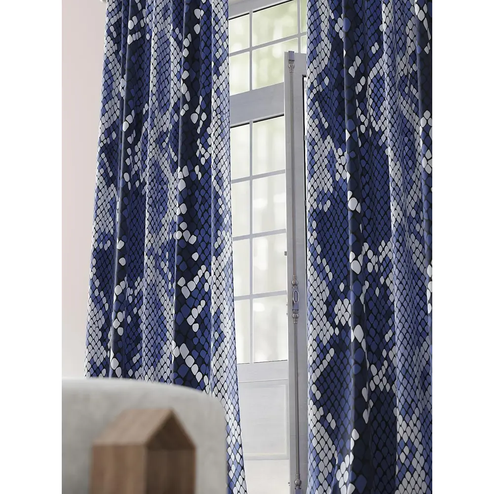 Фото 3 Комплект штор на шторной ленте Comfy Way Панвиртес 150x230 см цвет синий Фото 3 Комплект штор на шторной ленте Comfy Way Панвиртес 150x230 см цвет синий
