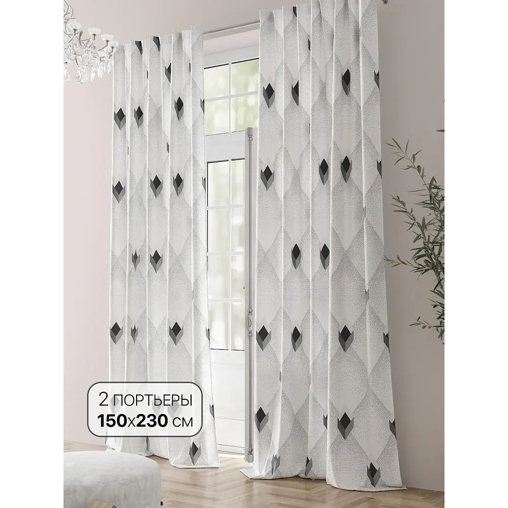 Фото Комплект штор на шторной ленте Comfy Way Франтлис 150x230 см цвет белый Фото Комплект штор на шторной ленте Comfy Way Франтлис 150x230 см цвет белый