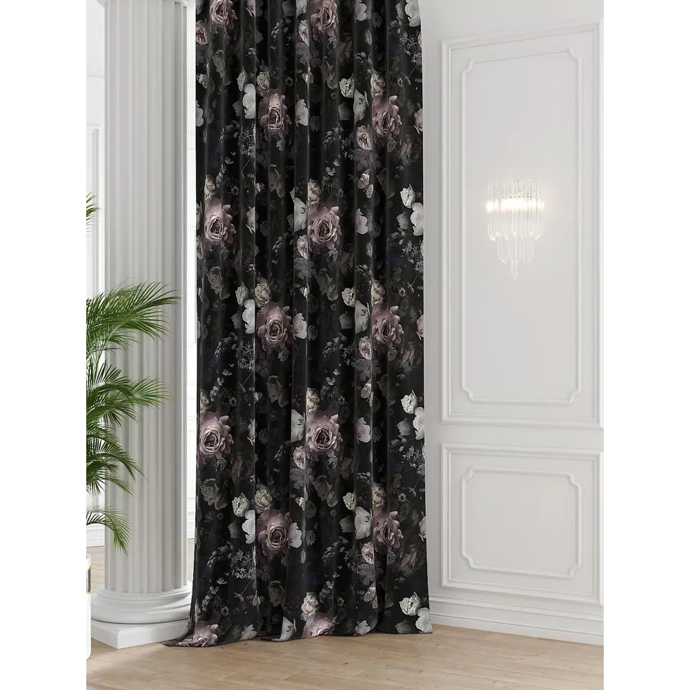 Фото Штора на шторной ленте Comfy Way Лиманирост 150x250 см цвет черный Фото Штора на шторной ленте Comfy Way Лиманирост 150x250 см цвет черный