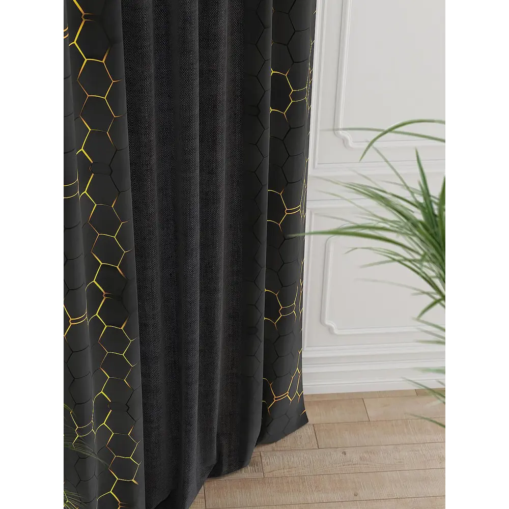 Фото 2 Штора на шторной ленте Comfy Way Рунофорс 150x250 см цвет черный Фото 2 Штора на шторной ленте Comfy Way Рунофорс 150x250 см цвет черный