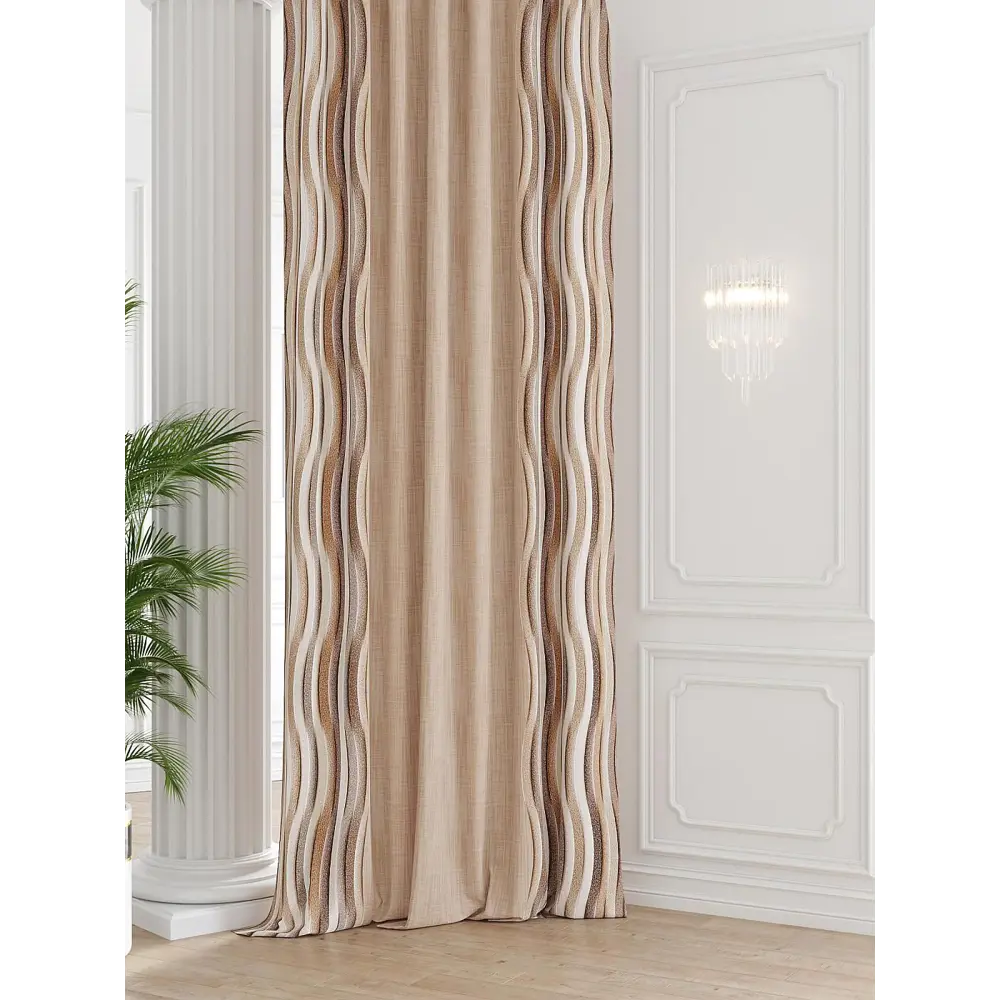 Фото Штора на шторной ленте Comfy Way Лимангир 150x250 см цвет бежевый Фото Штора на шторной ленте Comfy Way Лимангир 150x250 см цвет бежевый