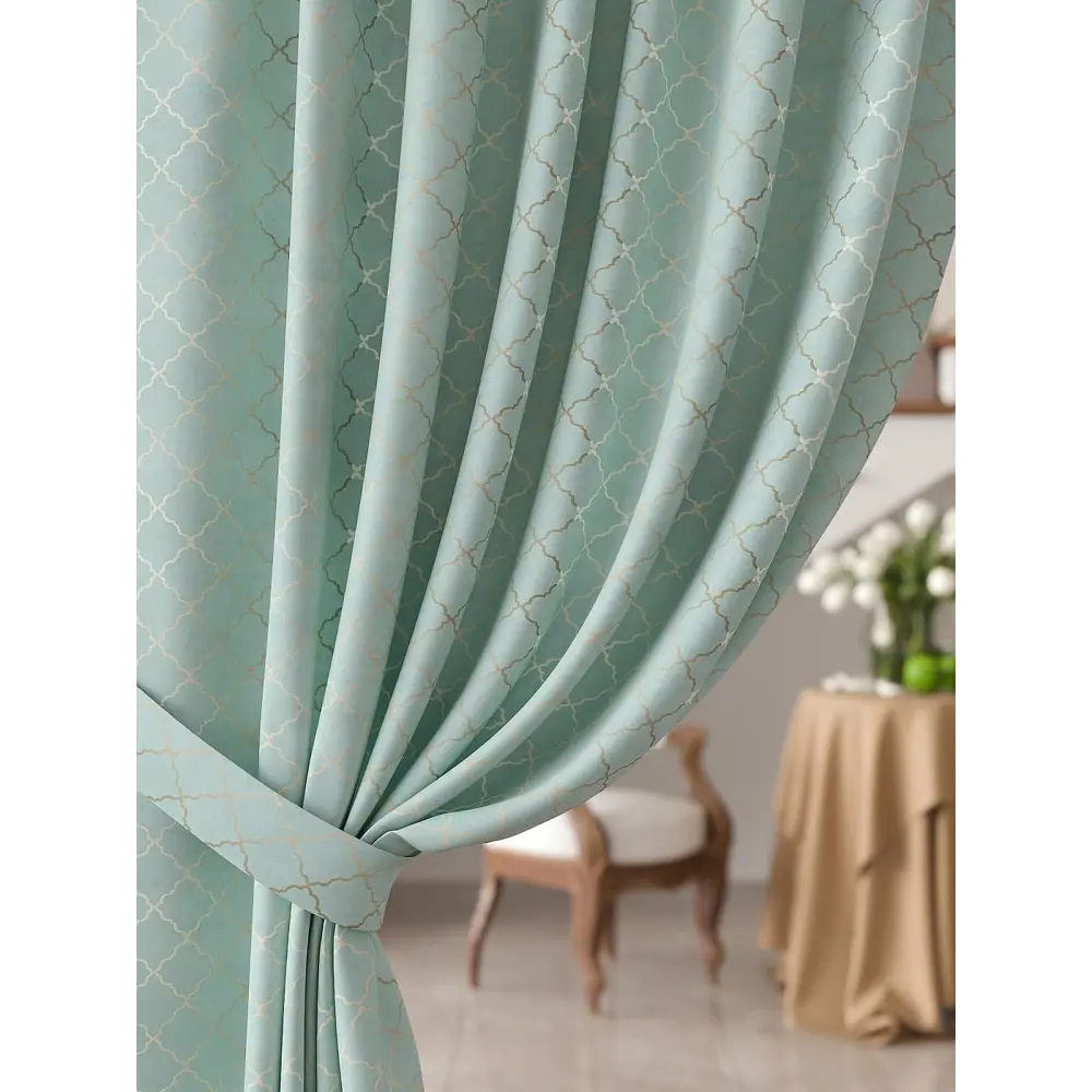 Фото 4 Комплект штор на шторной ленте Comfy Way Мартинорс 150x270 см цвет бирюзовый Фото 4 Комплект штор на шторной ленте Comfy Way Мартинорс 150x270 см цвет бирюзовый