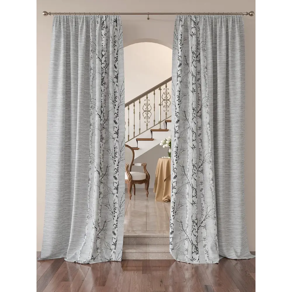 Фото 2 Комплект штор на шторной ленте Comfy Way Брантвирол 150x270 см цвет светло-серый Фото 2 Комплект штор на шторной ленте Comfy Way Брантвирол 150x270 см цвет светло-серый