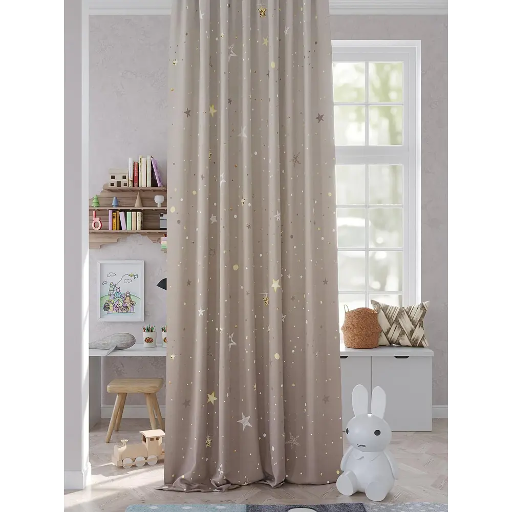 Фото Штора на шторной ленте Comfy Way Старио 150x260 см цвет бежевый Фото Штора на шторной ленте Comfy Way Старио 150x260 см цвет бежевый