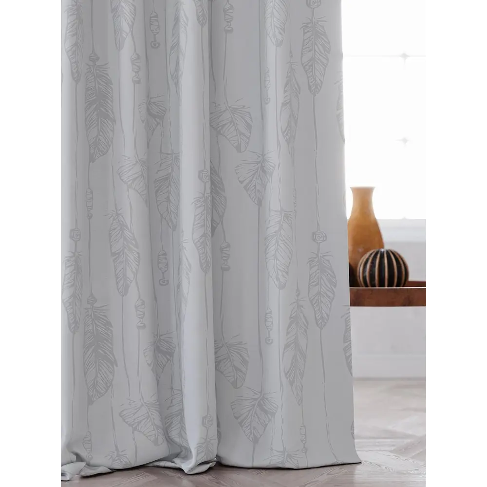 Фото 3 Штора на шторной ленте Comfy Way Лармианвис 150x260 см цвет светло-серый