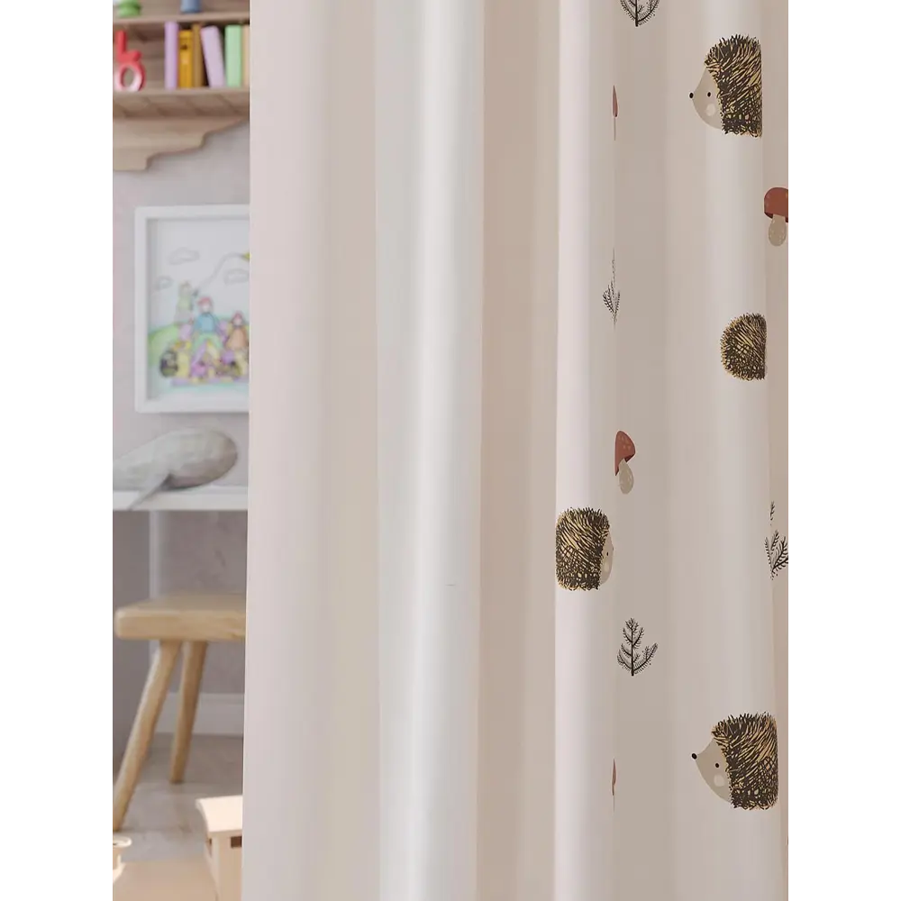 Фото 2 Штора на шторной ленте Comfy Way Ёжики 150x260 см цвет бежевый Фото 2 Штора на шторной ленте Comfy Way Ёжики 150x260 см цвет бежевый