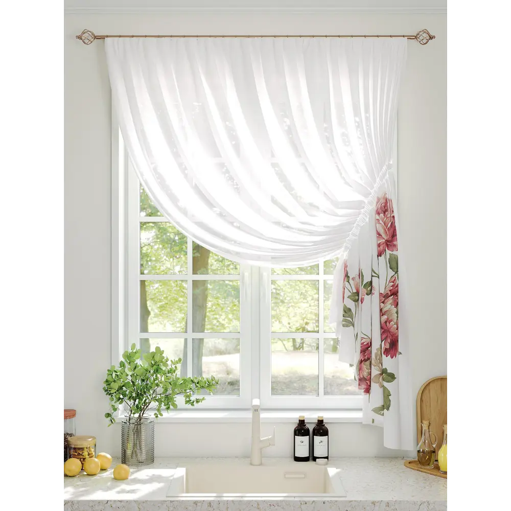 Фото 2 Тюль на шторной ленте Comfy Way Висмия 300x150 см цвет белый Фото 2 Тюль на шторной ленте Comfy Way Висмия 300x150 см цвет белый