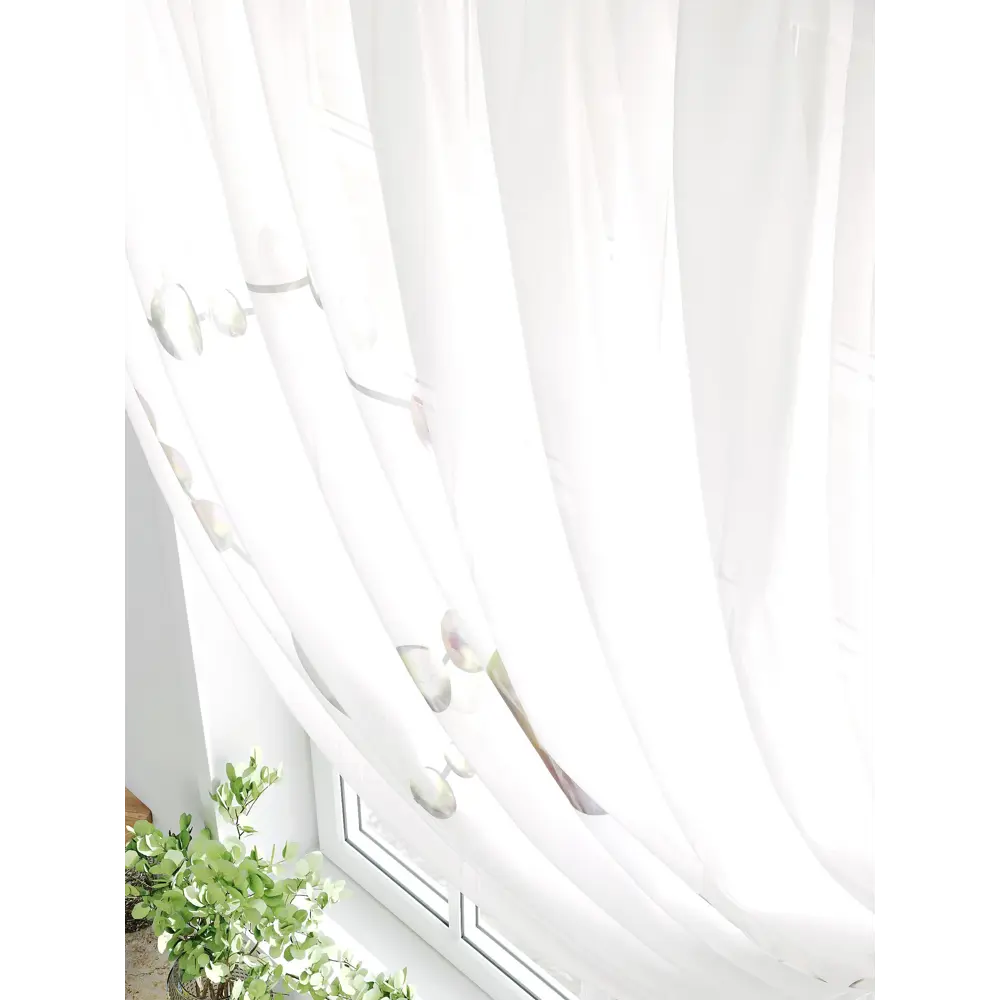 Фото 4 Тюль на шторной ленте Comfy Way Ялония 300x150 см цвет белый Фото 4 Тюль на шторной ленте Comfy Way Ялония 300x150 см цвет белый