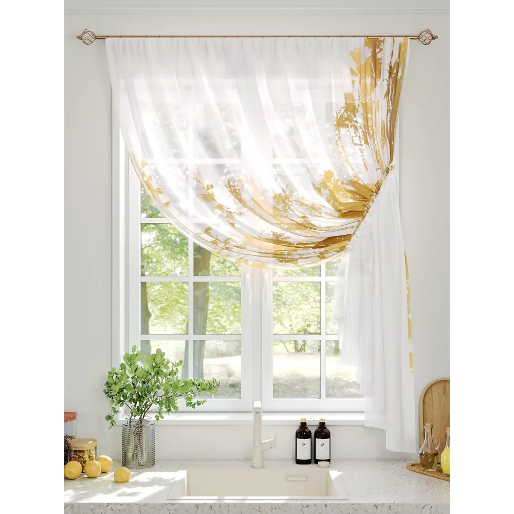 Фото 2 Тюль на шторной ленте Comfy Way Тиарро 300x150 см цвет бежевый Фото 2 Тюль на шторной ленте Comfy Way Тиарро 300x150 см цвет бежевый