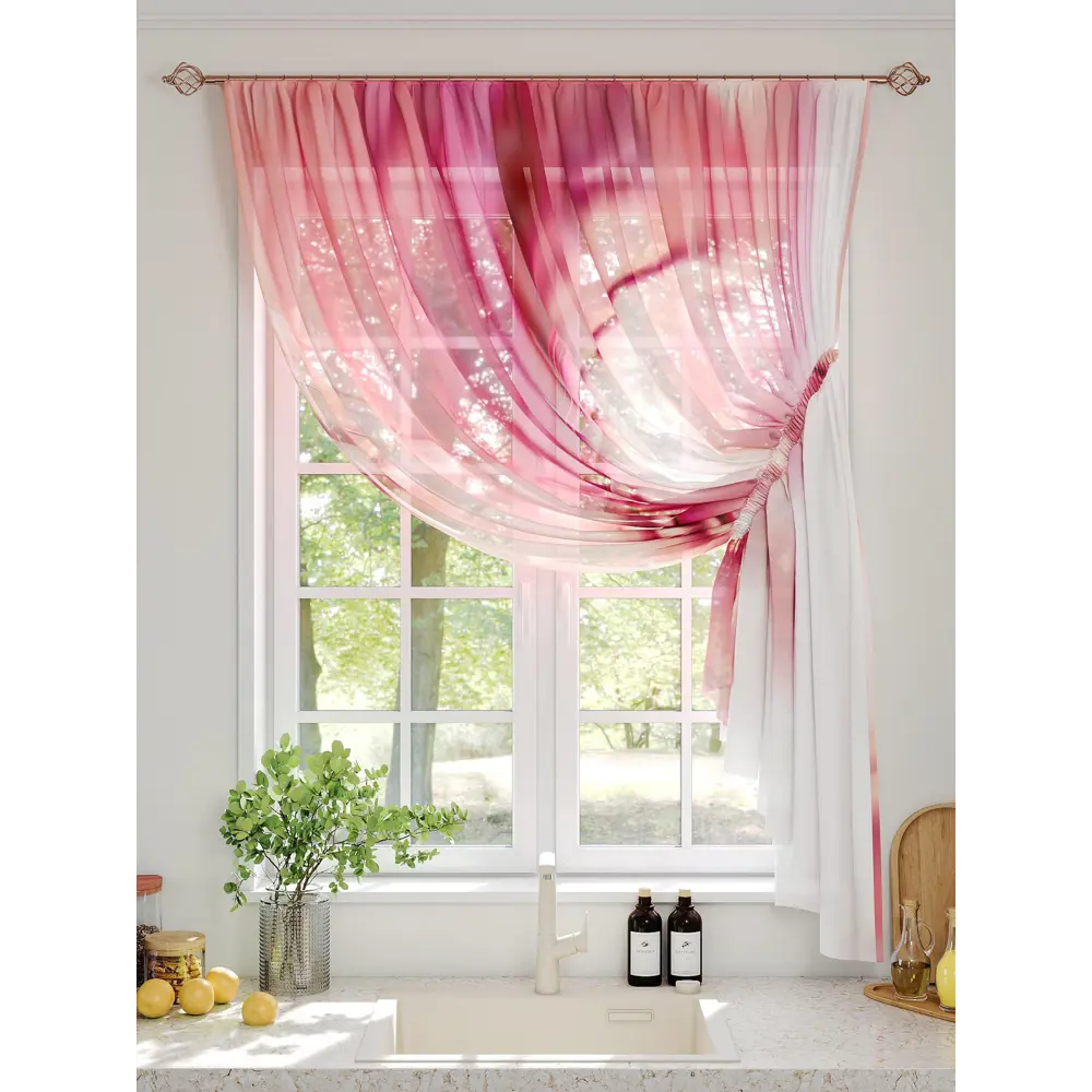 Фото 2 Тюль на шторной ленте Comfy Way Диаррон 300x150 см цвет розовый Фото 2 Тюль на шторной ленте Comfy Way Диаррон 300x150 см цвет розовый