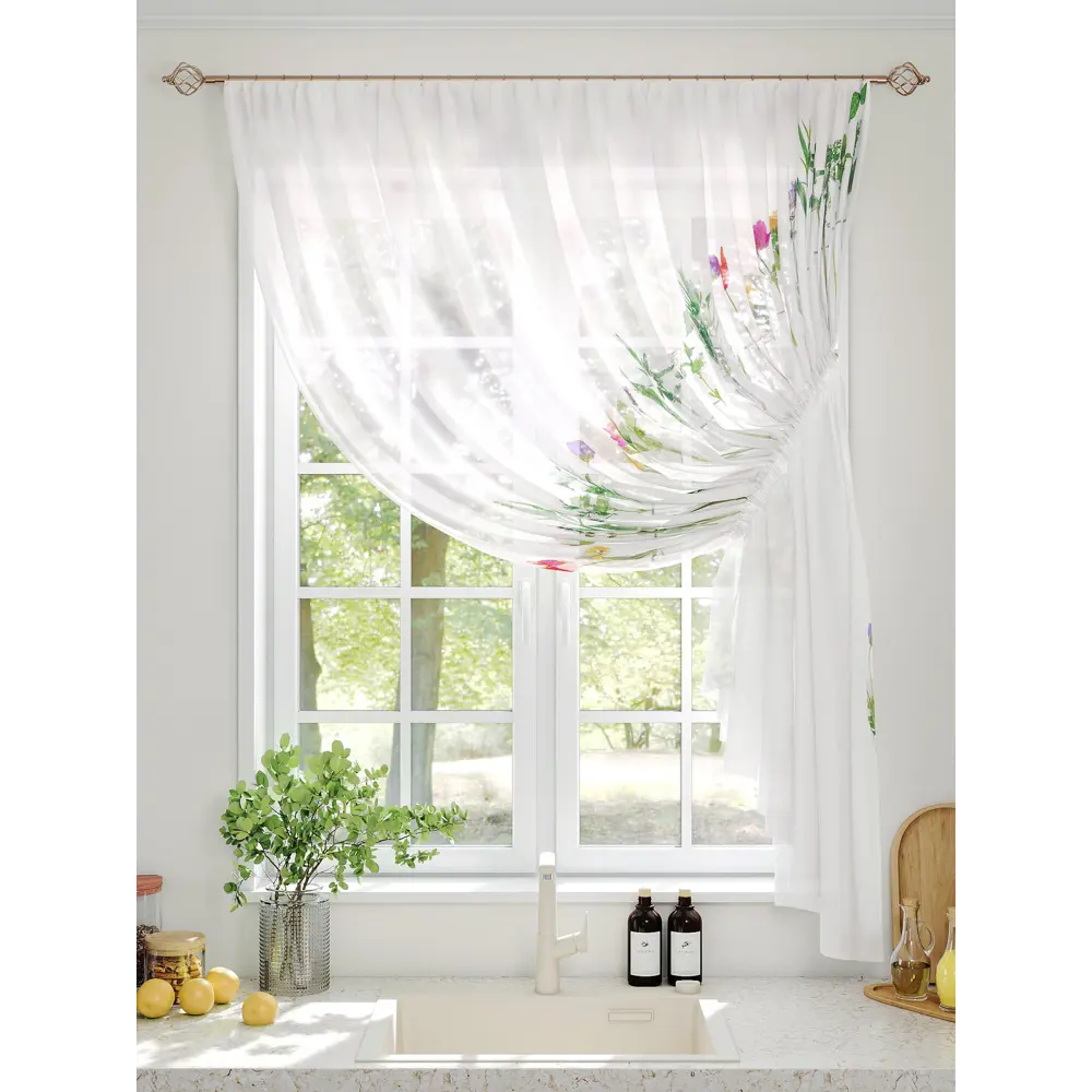 Фото 2 Тюль на шторной ленте Comfy Way Ларистон 300x150 см цвет белый Фото 2 Тюль на шторной ленте Comfy Way Ларистон 300x150 см цвет белый