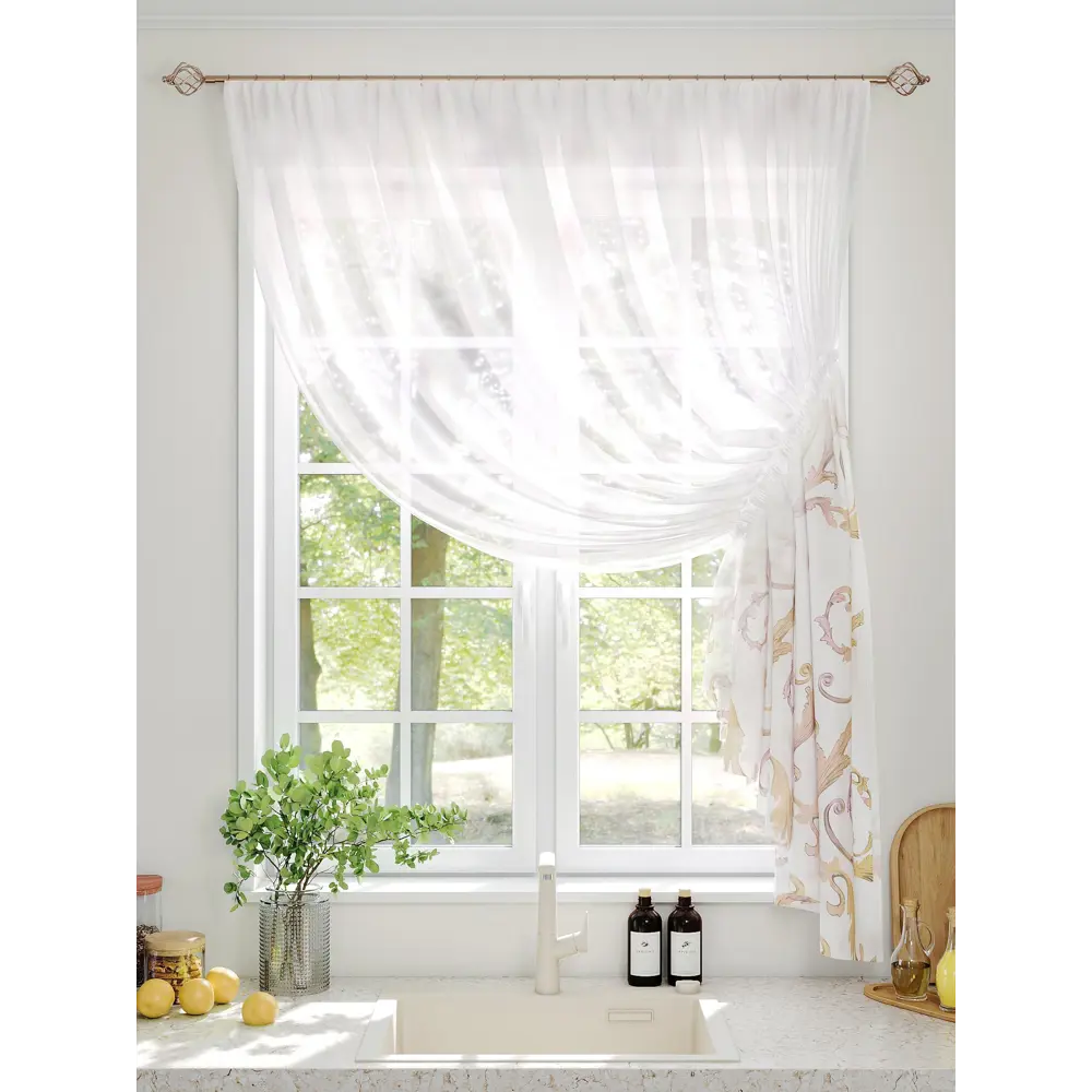 Фото 2 Тюль на шторной ленте Comfy Way Ринарио 300x150 см цвет белый Фото 2 Тюль на шторной ленте Comfy Way Ринарио 300x150 см цвет белый