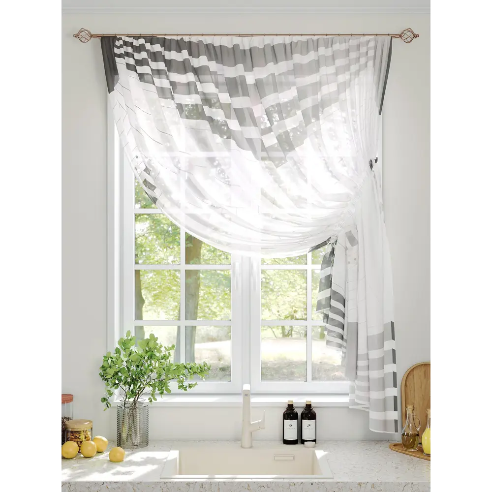 Фото 2 Тюль на шторной ленте Comfy Way Бравитто 300x150 см цвет белый Фото 2 Тюль на шторной ленте Comfy Way Бравитто 300x150 см цвет белый