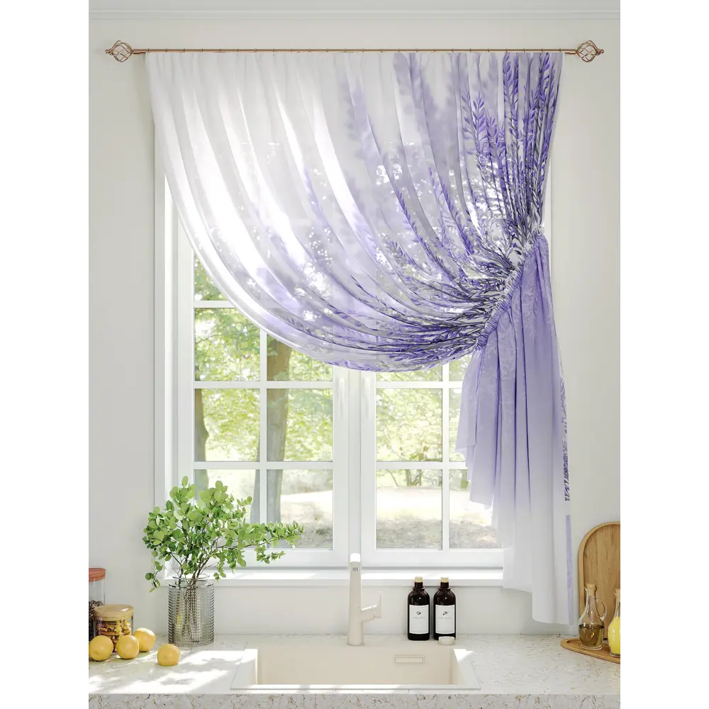Фото 2 Тюль на шторной ленте Comfy Way Пастион 300x150 см цвет белый