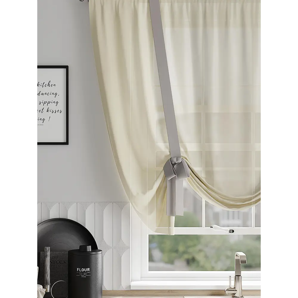 Фото 2 Тюль на шторной ленте Comfy Way Веромас 150x150 см цвет бежевый Фото 2 Тюль на шторной ленте Comfy Way Веромас 150x150 см цвет бежевый