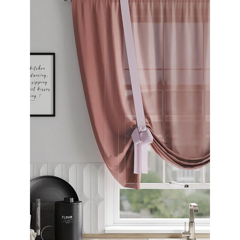 Фото 2 Тюль на шторной ленте Comfy Way Градинс 150x150 см цвет коричневый Фото 2 Тюль на шторной ленте Comfy Way Градинс 150x150 см цвет коричневый