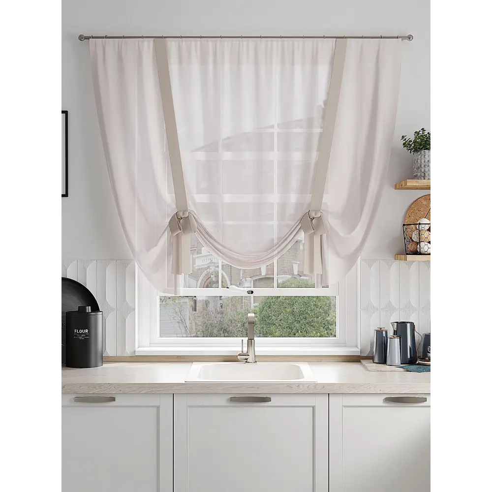 Фото 3 Тюль на шторной ленте Comfy Way Морласа 150x150 см цвет бежевый Фото 3 Тюль на шторной ленте Comfy Way Морласа 150x150 см цвет бежевый