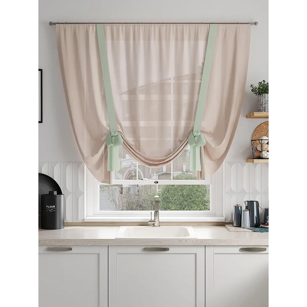 Фото 3 Тюль на шторной ленте Comfy Way Баглиш 150x150 см цвет бежевый Фото 3 Тюль на шторной ленте Comfy Way Баглиш 150x150 см цвет бежевый