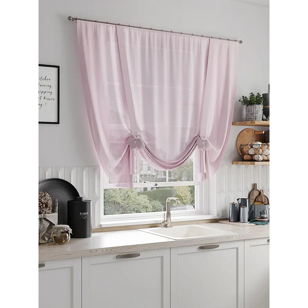 Фото 4 Тюль на шторной ленте Comfy Way Тафрис 150x150 см цвет розовый Фото 4 Тюль на шторной ленте Comfy Way Тафрис 150x150 см цвет розовый