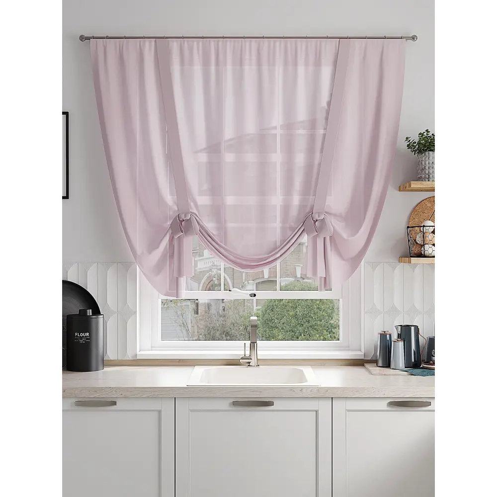 Фото 3 Тюль на шторной ленте Comfy Way Тафрис 150x150 см цвет розовый Фото 3 Тюль на шторной ленте Comfy Way Тафрис 150x150 см цвет розовый