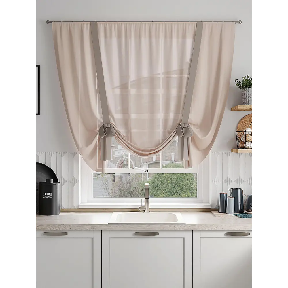 Фото 3 Тюль на шторной ленте Comfy Way Клаинас 150x150 см цвет бежевый Фото 3 Тюль на шторной ленте Comfy Way Клаинас 150x150 см цвет бежевый