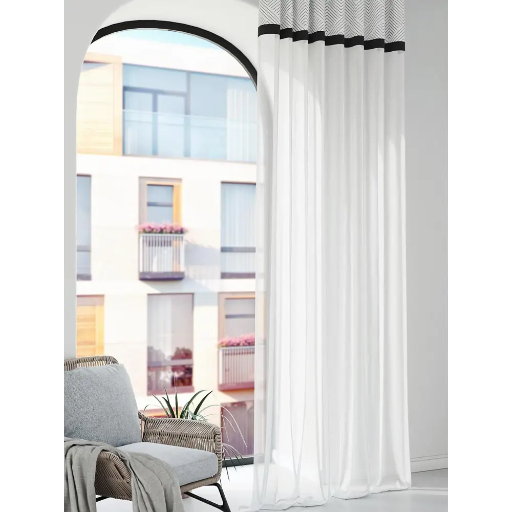 Фото 3 Штора на шторной ленте Comfy Way Рантиор 150x250 см цвет белый Фото 3 Штора на шторной ленте Comfy Way Рантиор 150x250 см цвет белый