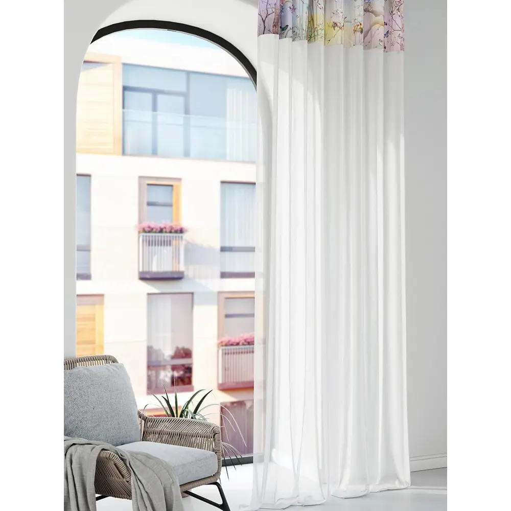 Фото 3 Штора на шторной ленте Comfy Way Гронфис 150x250 см цвет белый