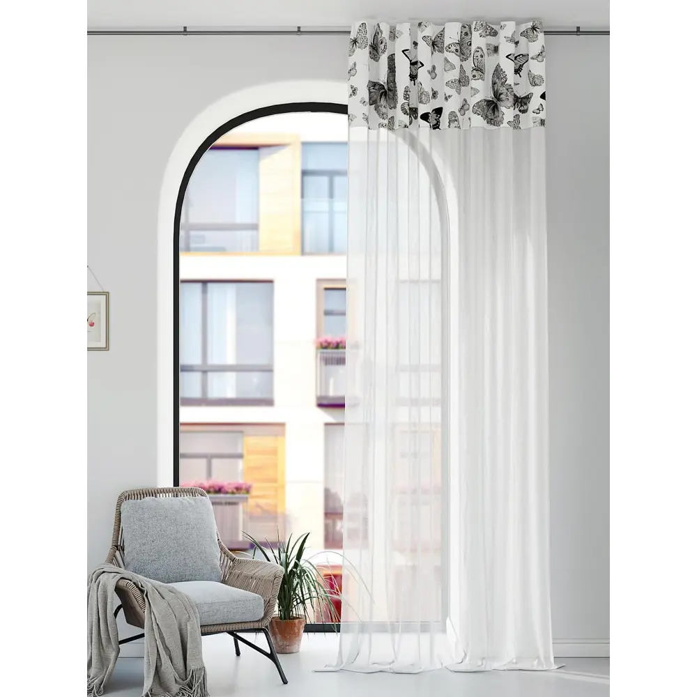 Фото 2 Штора на шторной ленте Comfy Way Банфирт 150x250 см цвет белый Фото 2 Штора на шторной ленте Comfy Way Банфирт 150x250 см цвет белый