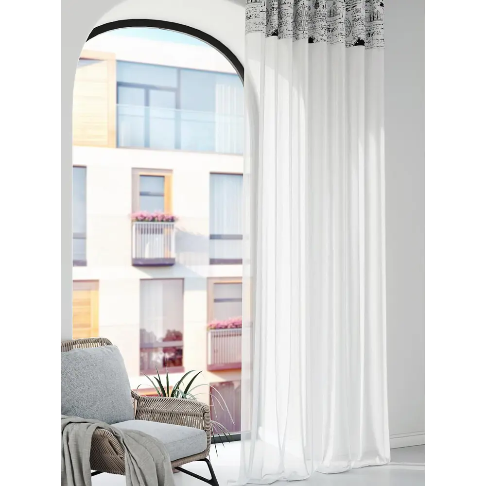 Фото 3 Штора на шторной ленте Comfy Way Крентос 150x250 см цвет белый Фото 3 Штора на шторной ленте Comfy Way Крентос 150x250 см цвет белый