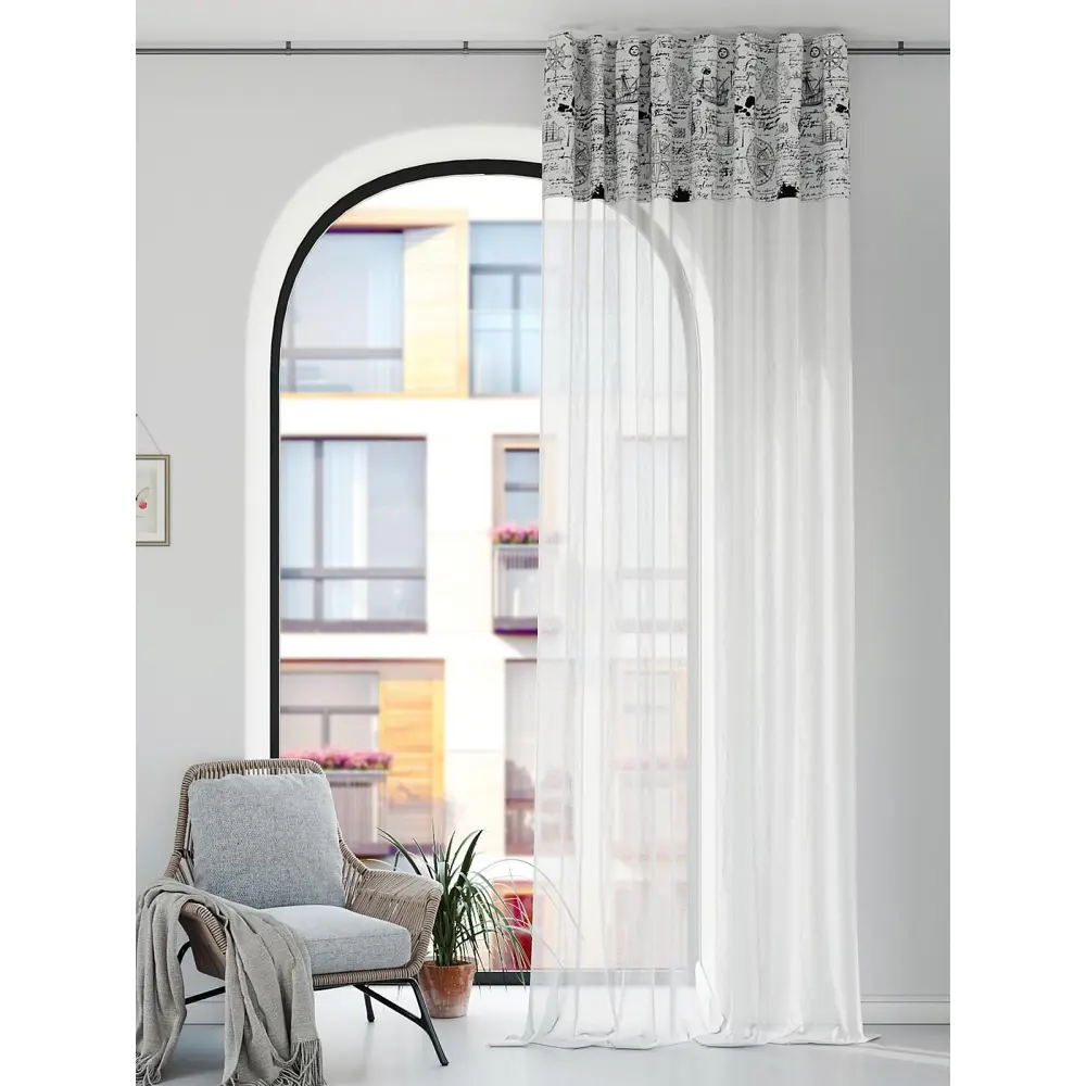 Фото 2 Штора на шторной ленте Comfy Way Крентос 150x250 см цвет белый Фото 2 Штора на шторной ленте Comfy Way Крентос 150x250 см цвет белый