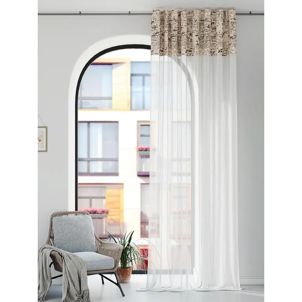 Фото 2 Штора на шторной ленте Comfy Way Ринавол 150x250 см цвет белый Фото 2 Штора на шторной ленте Comfy Way Ринавол 150x250 см цвет белый