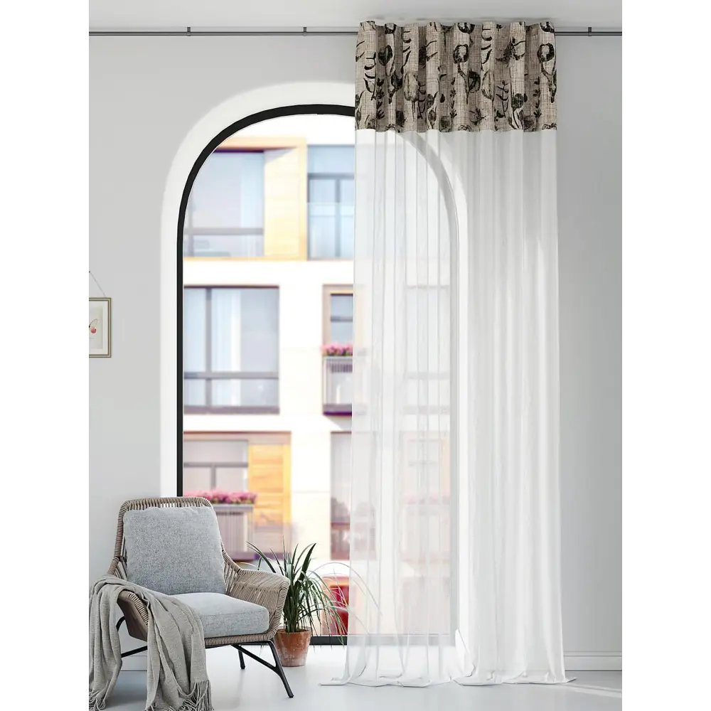 Фото 2 Штора на шторной ленте Comfy Way Лонкрист 150x250 см цвет белый Фото 2 Штора на шторной ленте Comfy Way Лонкрист 150x250 см цвет белый