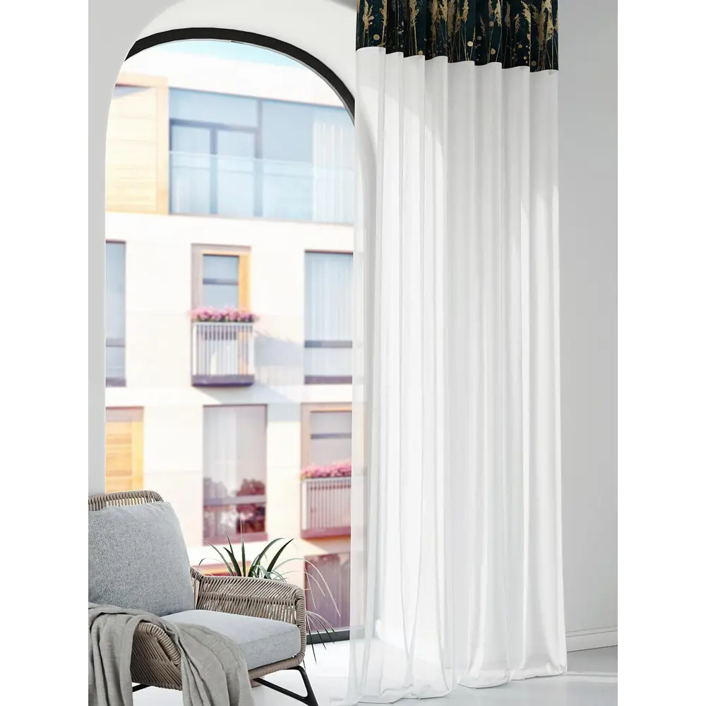 Фото 3 Штора на шторной ленте Comfy Way Фанрилас 150x250 см цвет белый Фото 3 Штора на шторной ленте Comfy Way Фанрилас 150x250 см цвет белый
