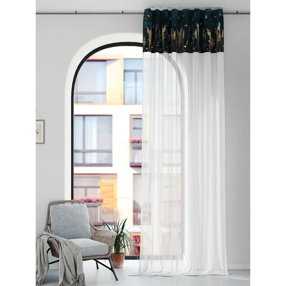 Фото 2 Штора на шторной ленте Comfy Way Фанрилас 150x250 см цвет белый Фото 2 Штора на шторной ленте Comfy Way Фанрилас 150x250 см цвет белый