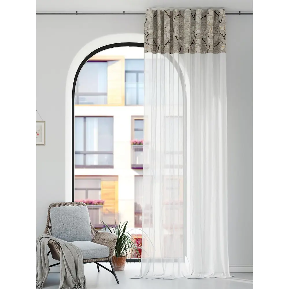 Фото 2 Штора на шторной ленте Comfy Way Анфиронс 150x250 см цвет белый Фото 2 Штора на шторной ленте Comfy Way Анфиронс 150x250 см цвет белый