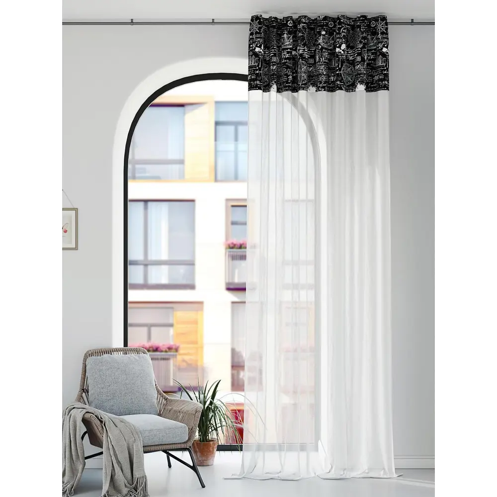 Фото 2 Штора на шторной ленте Comfy Way Павити 150x250 см цвет белый Фото 2 Штора на шторной ленте Comfy Way Павити 150x250 см цвет белый