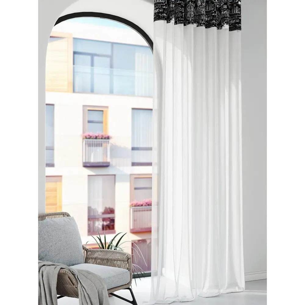 Фото 3 Штора на шторной ленте Comfy Way Павити 150x250 см цвет белый Фото 3 Штора на шторной ленте Comfy Way Павити 150x250 см цвет белый