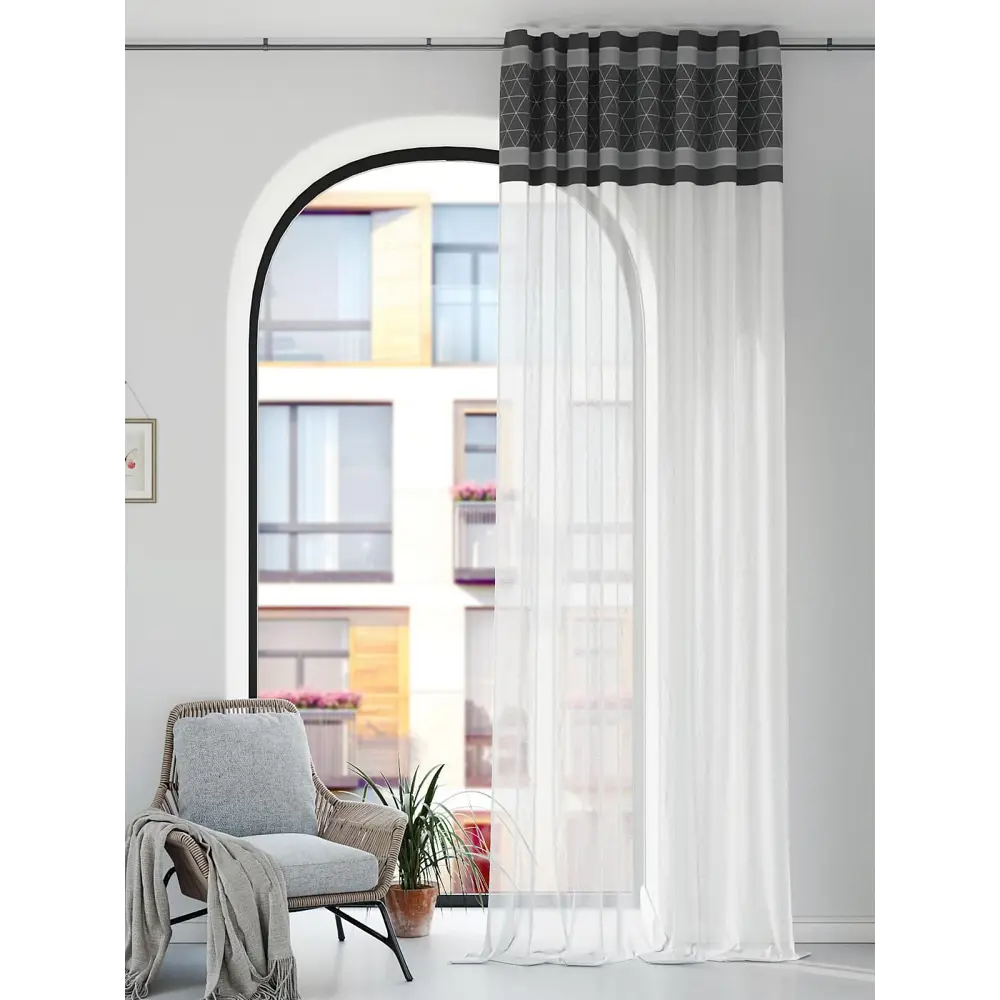Фото 2 Штора на шторной ленте Comfy Way Форитонс 150x250 см цвет белый Фото 2 Штора на шторной ленте Comfy Way Форитонс 150x250 см цвет белый