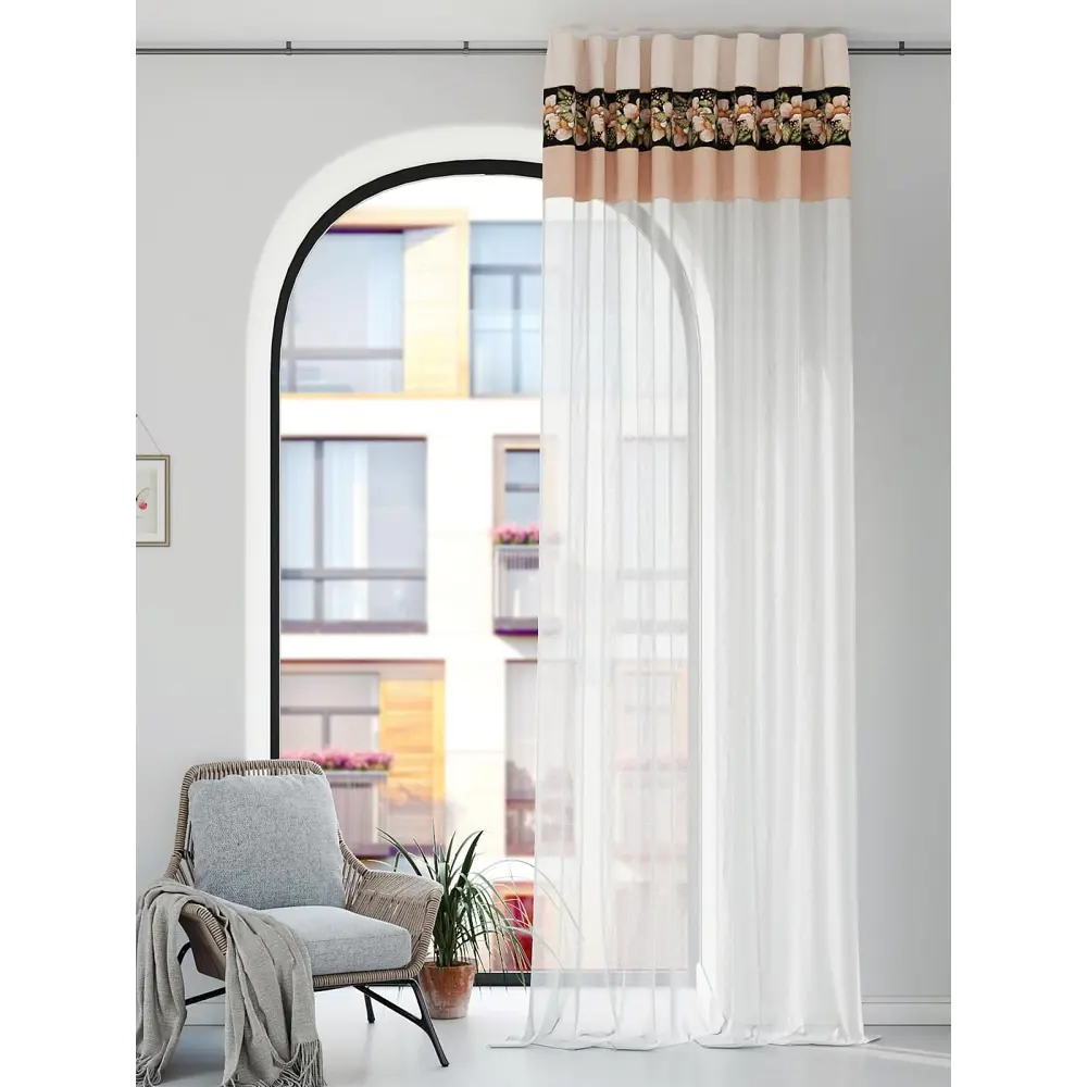 Фото 2 Штора на шторной ленте Comfy Way Лонтекро 150x250 см цвет белый Фото 2 Штора на шторной ленте Comfy Way Лонтекро 150x250 см цвет белый