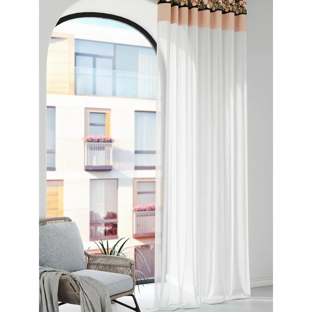 Фото 3 Штора на шторной ленте Comfy Way Лонтекро 150x250 см цвет белый Фото 3 Штора на шторной ленте Comfy Way Лонтекро 150x250 см цвет белый