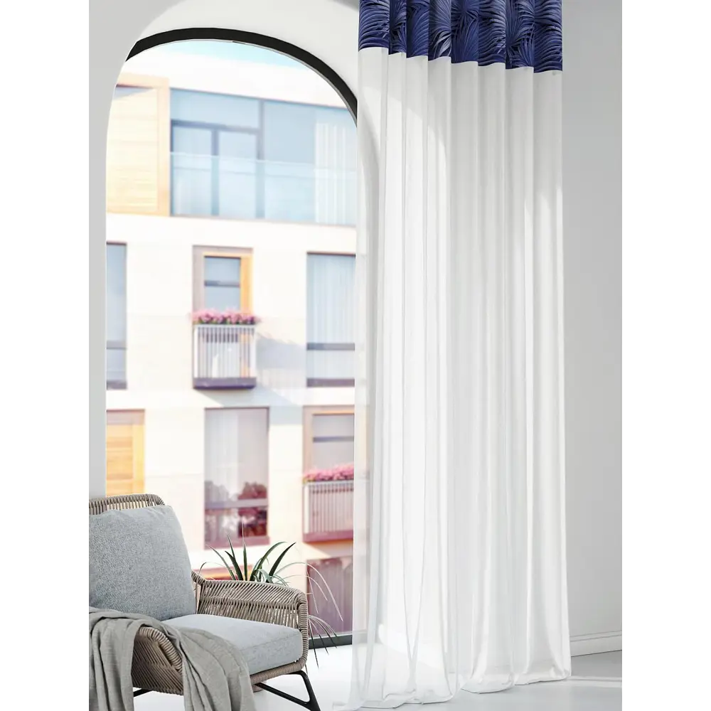 Фото 3 Штора на шторной ленте Comfy Way Денгрол 150x250 см цвет белый Фото 3 Штора на шторной ленте Comfy Way Денгрол 150x250 см цвет белый