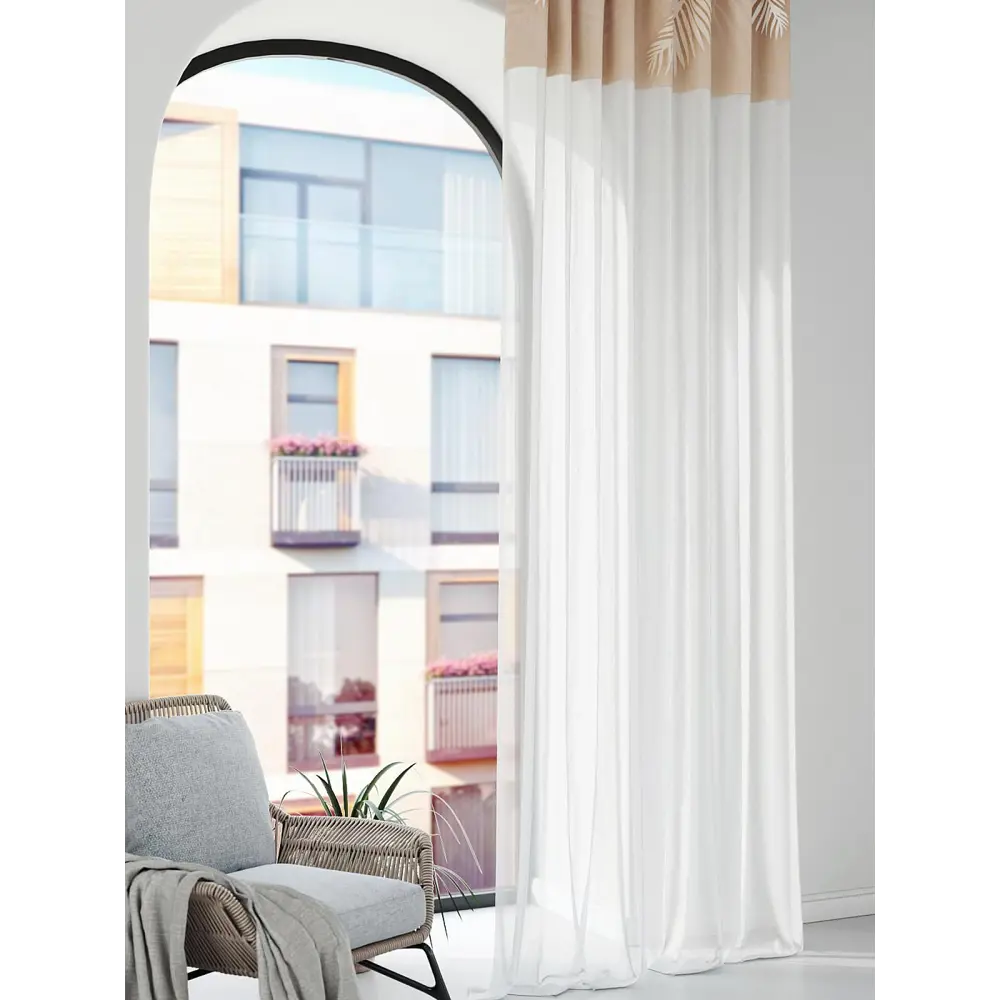 Фото 3 Штора на шторной ленте Comfy Way Ронтрионс 150x250 см цвет белый Фото 3 Штора на шторной ленте Comfy Way Ронтрионс 150x250 см цвет белый