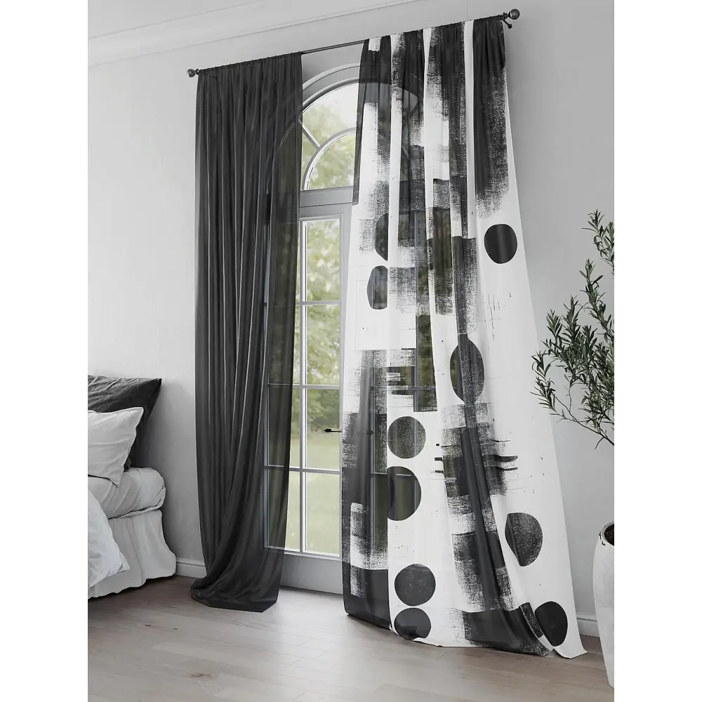 Фото 2 Комплект штор на шторной ленте Comfy Way Салиарт 150x250 см цвет черный Фото 2 Комплект штор на шторной ленте Comfy Way Салиарт 150x250 см цвет черный