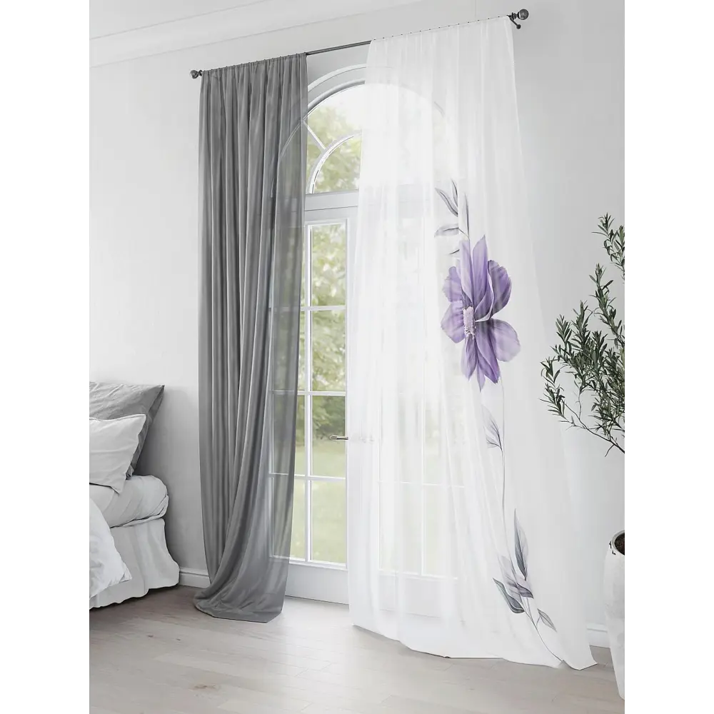 Фото 2 Комплект штор на шторной ленте Comfy Way Лиаманс 150x250 см цвет белый Фото 2 Комплект штор на шторной ленте Comfy Way Лиаманс 150x250 см цвет белый