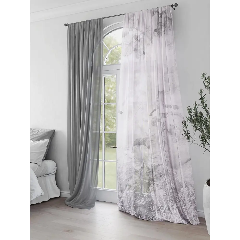 Фото 2 Комплект штор на шторной ленте Comfy Way Шонвелс 150x250 см цвет серый Фото 2 Комплект штор на шторной ленте Comfy Way Шонвелс 150x250 см цвет серый