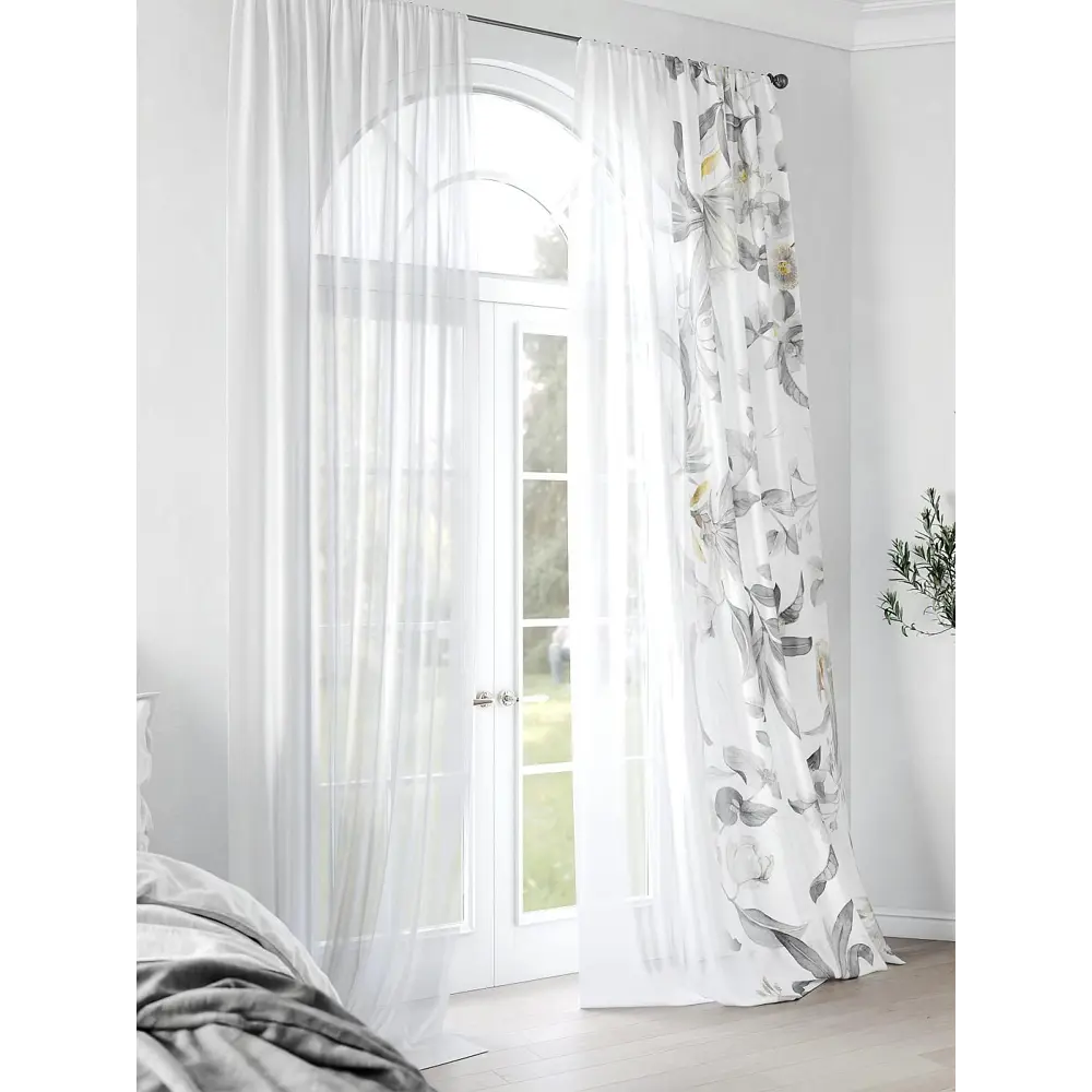 Фото 2 Комплект штор на шторной ленте Comfy Way Ралифрос 150x250 см цвет белый Фото 2 Комплект штор на шторной ленте Comfy Way Ралифрос 150x250 см цвет белый